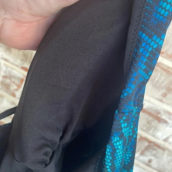 Swimsuits For All Turquoise Snakeprint One Piece Cut Out Lace Up Swimsuit - Picture 8 of 11